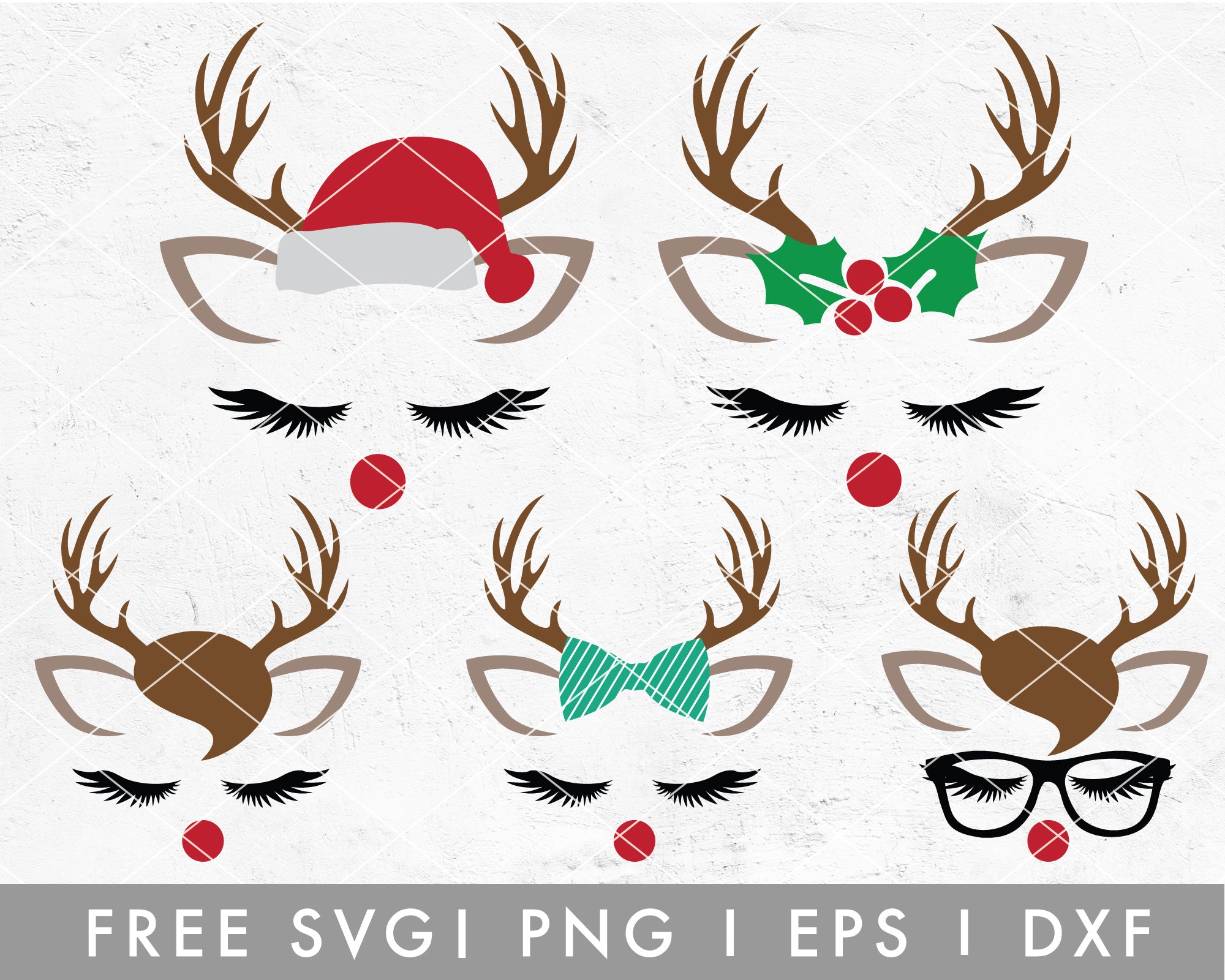 Free christmas reindeer face svg for cricut cameo silhouette â caluya design