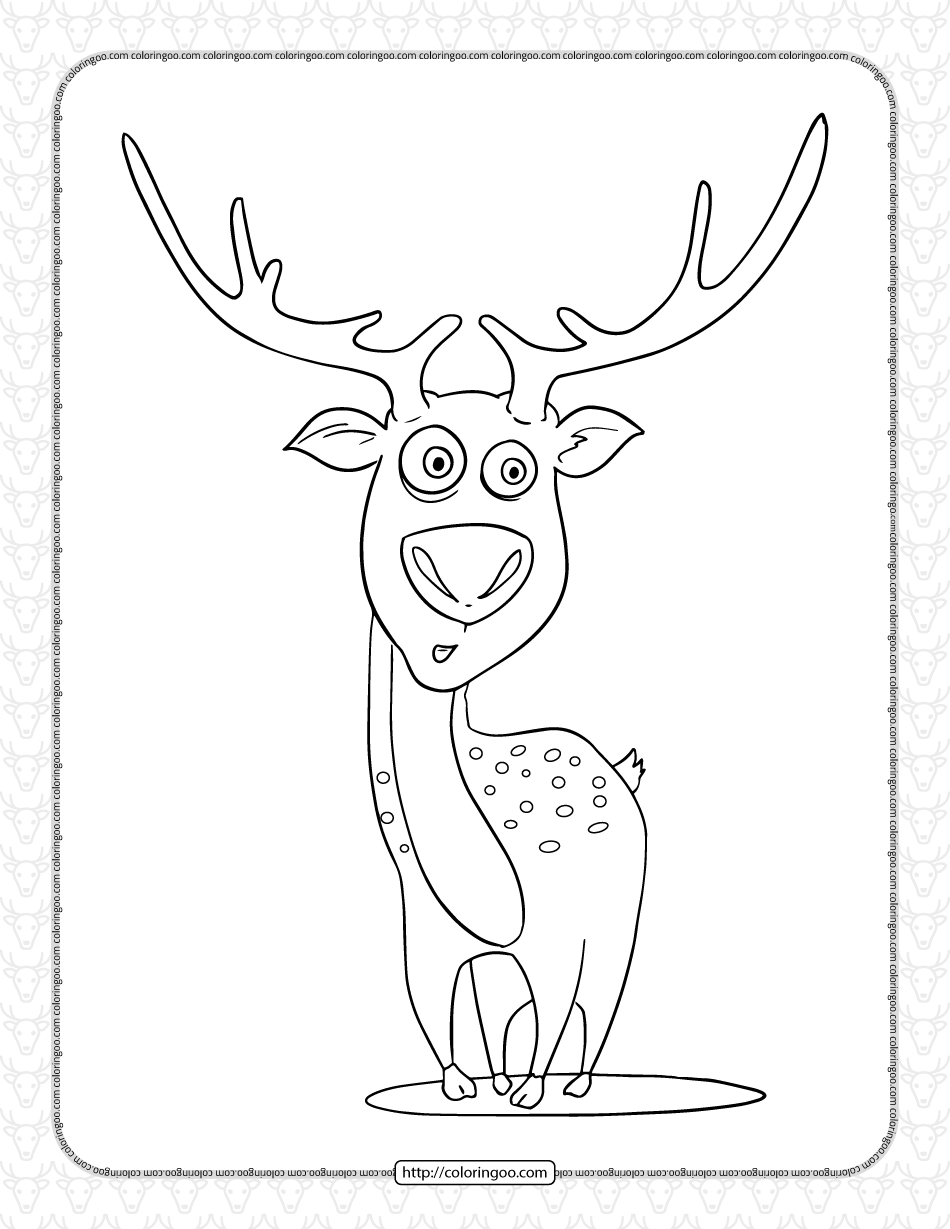 Printable cartoon deer coloring page