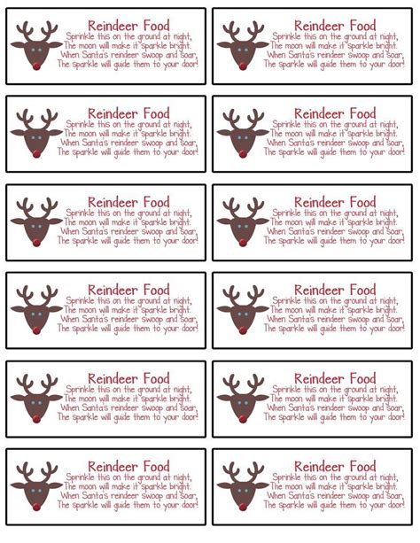 Free reindeer food tags