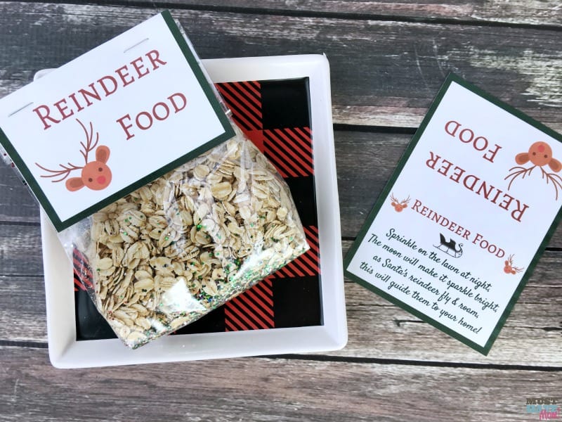 Santas magic reindeer food with free printable bag topper poem
