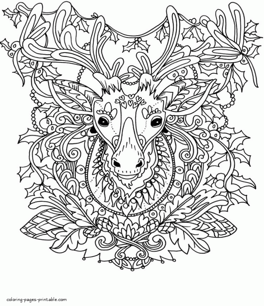 Reindeer adult coloring christmas pages christmas deer pictures to color châ christmas coloring pages animal coloring pages printable christmas coloring pages