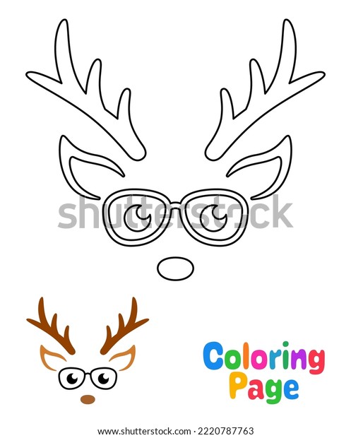 Coloring page reindeer face kids stock vector royalty free