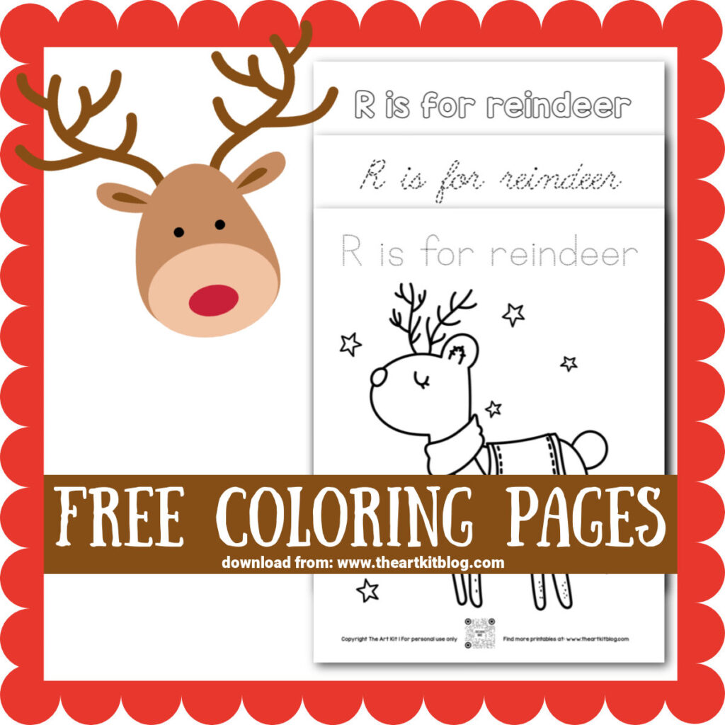 Free reindeer coloring pages â the art kit