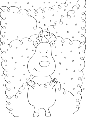 Reindeer with christmas lights coloring page free printable coloring pages