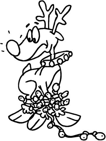 Reindeer tangled in christmas lights coloring page free printable coloring pages free printable coloring pages coloring pages printable coloring pages