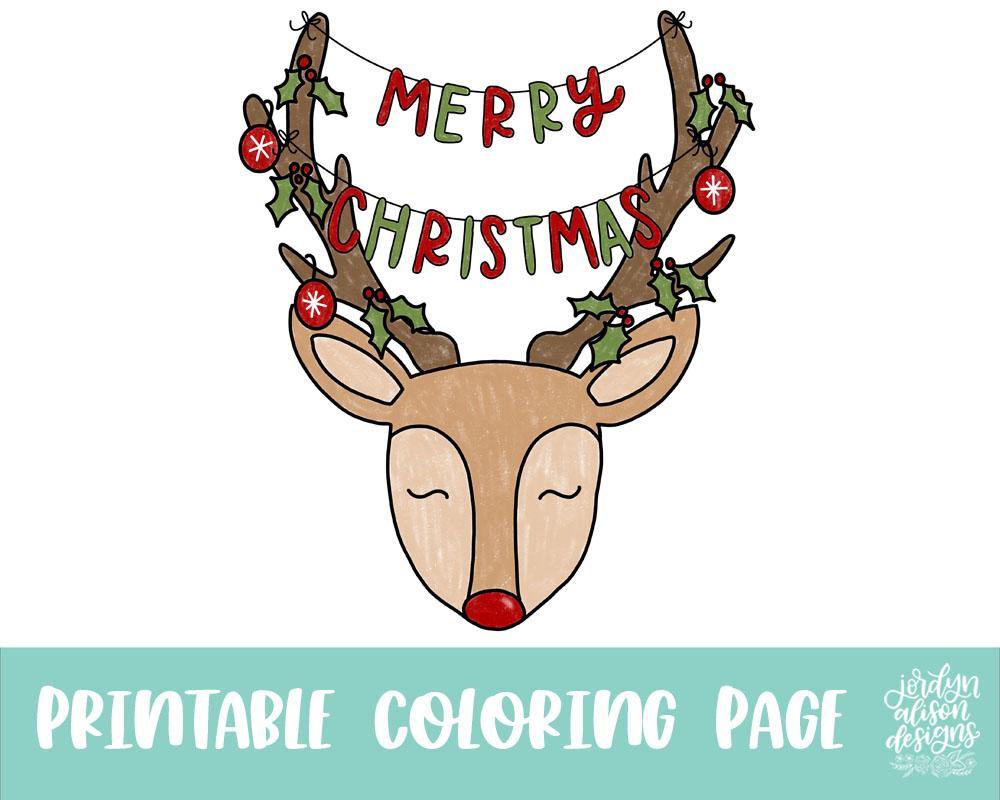 Reindeer coloring page christmas coloring page for kids â