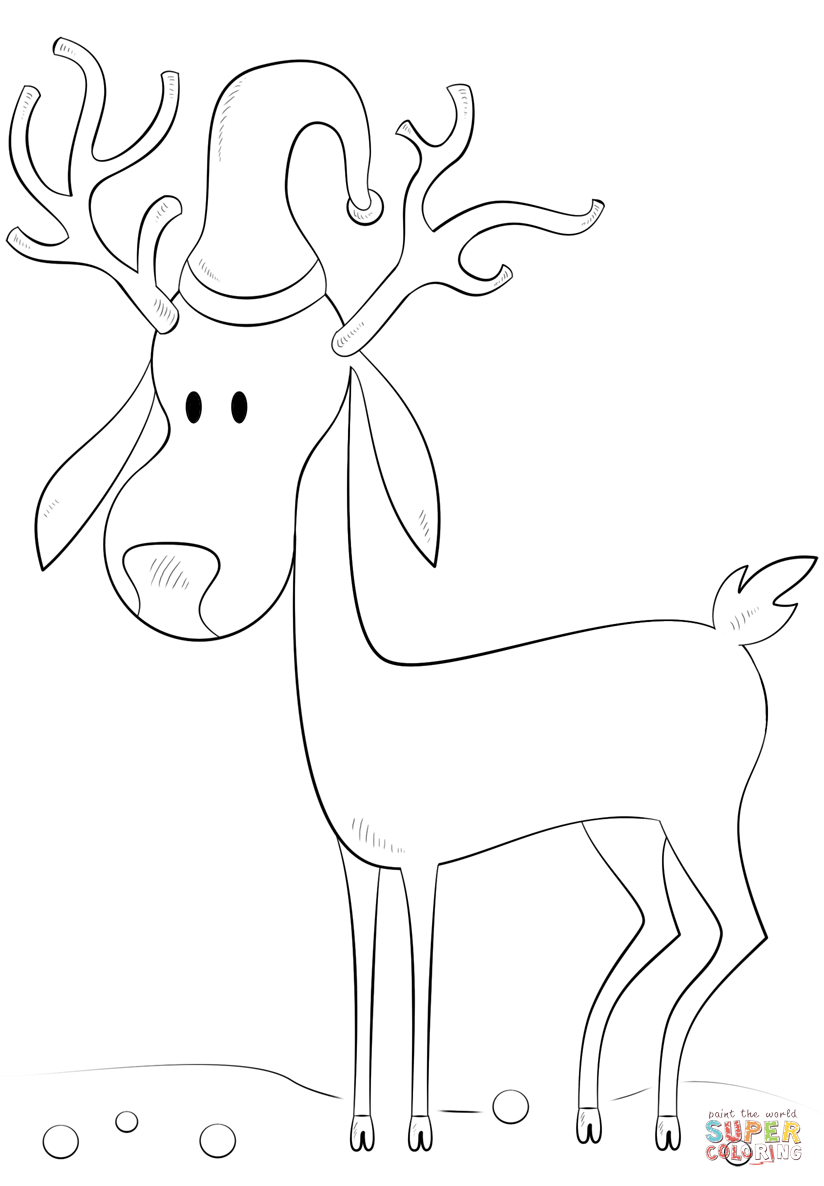 Christmas reindeer coloring page free printable coloring pages