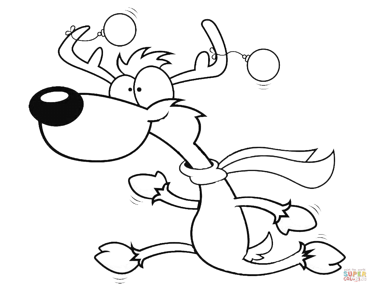 Cartoon christmas reindeer coloring page free printable coloring pages
