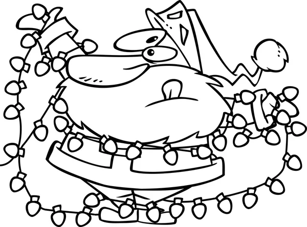 Cartoon santa claus tangled in christmas lights stock vector by ronleishman