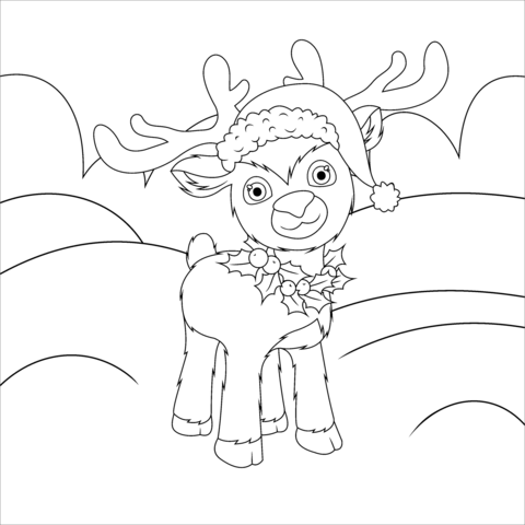 Christmas reindeer coloring page free printable coloring pages