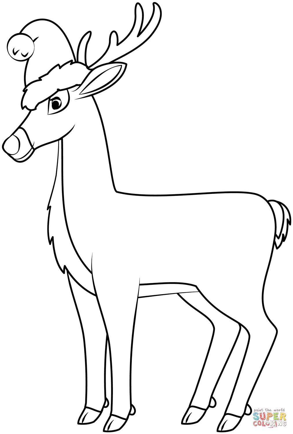 Christmas reindeer coloring page free printable coloring pages