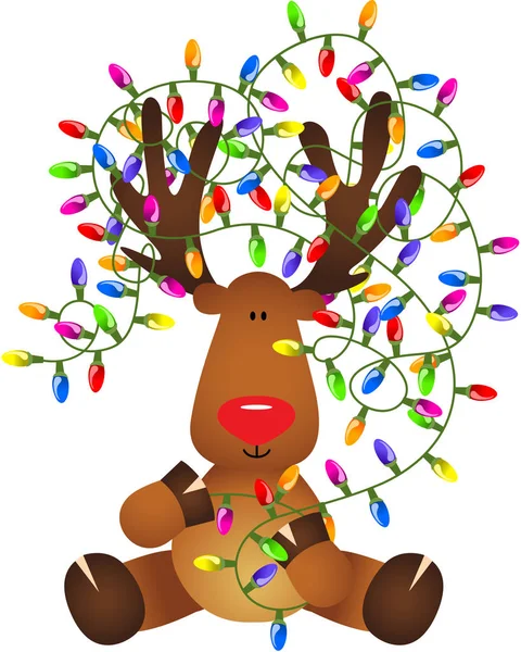 Cute reindeer with christmas lights stock vector by socris