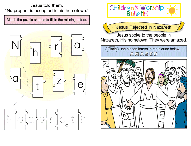 Bible activity sheets in color childrens worship bulletins