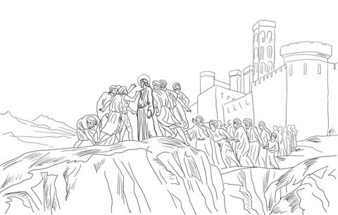 Jesus rejected in nazareth coloring page free printable coloring pages
