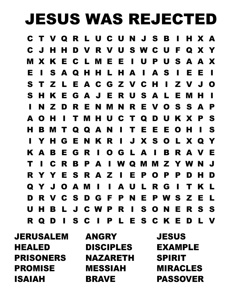 Jesus was rejected word search