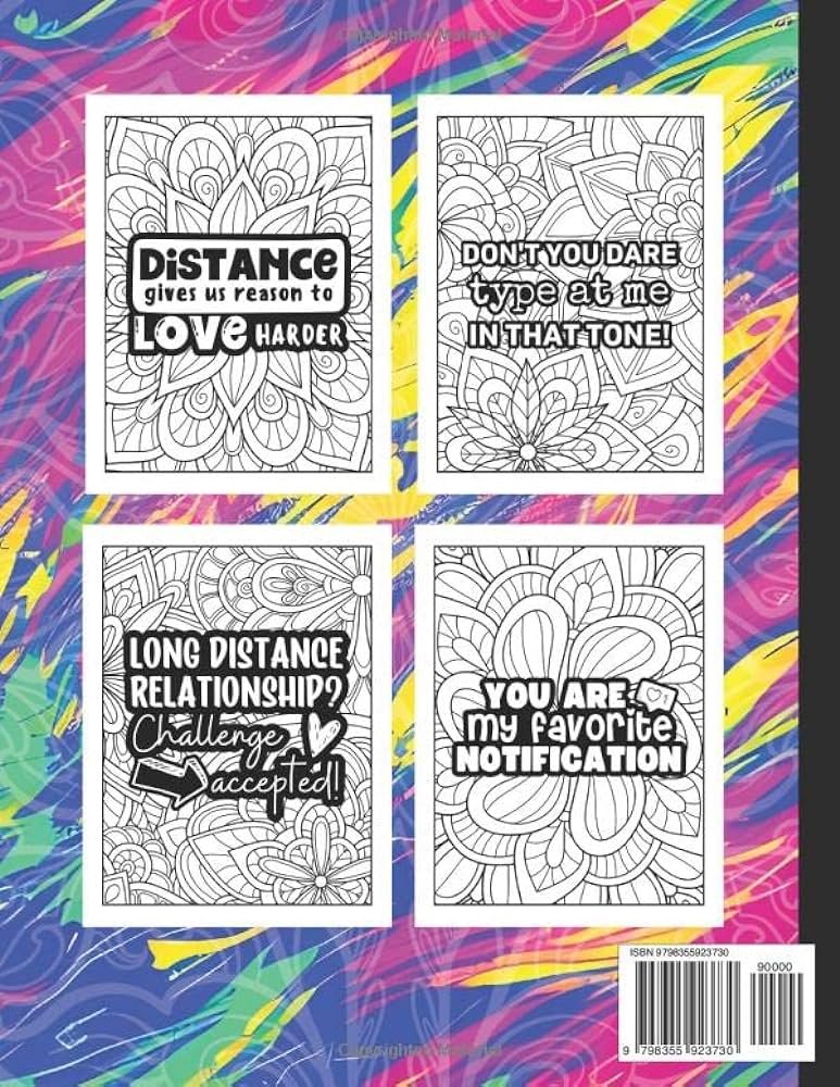 Long distance relationship coloring book funny and inspirational love quotes for couples boyfriend or girlfriend anniversary valentines day gifts designs sappysaffron books