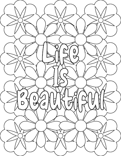 Premium vector affirmation coloring pages floral coloring pages for relaxation and stressfree for kids and adults