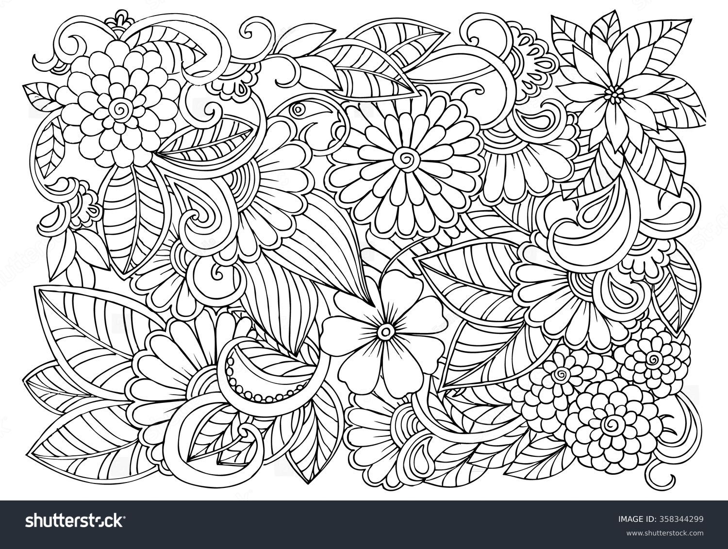 Flower adult coloring pages stock photos