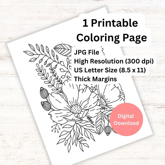 Coloring page for teens and adults coloring page plants and flowers coloring page mindful coloring page self care relaxation therapy