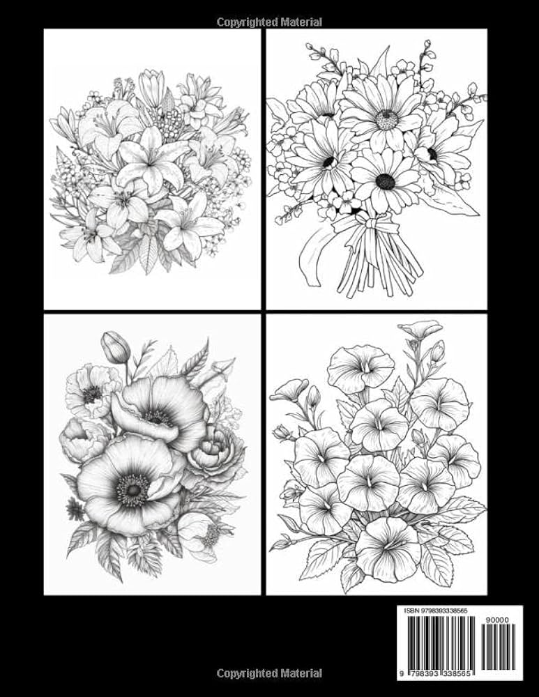 Bloom adult coloring book prints of beautiful relaxing flowers