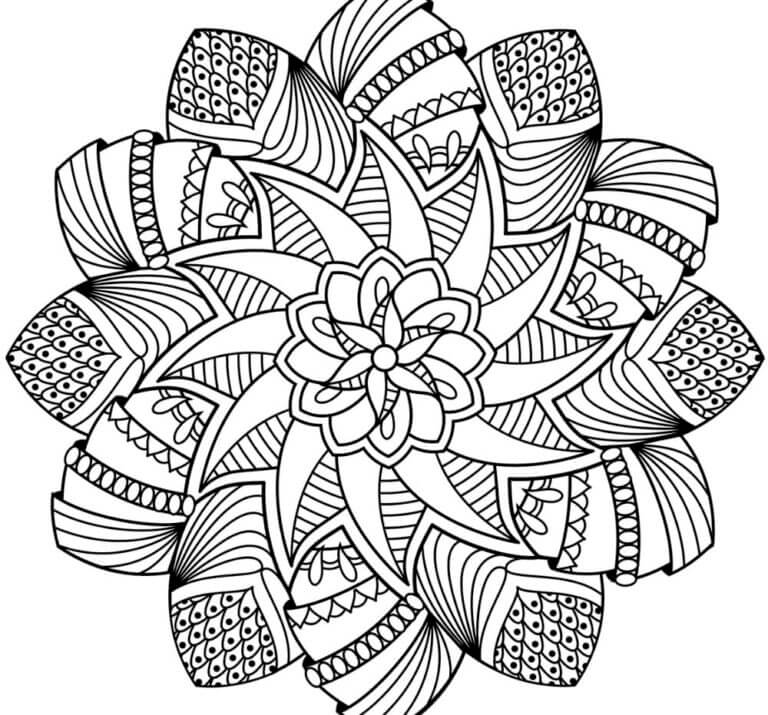 Basic relaxing flowers coloring page