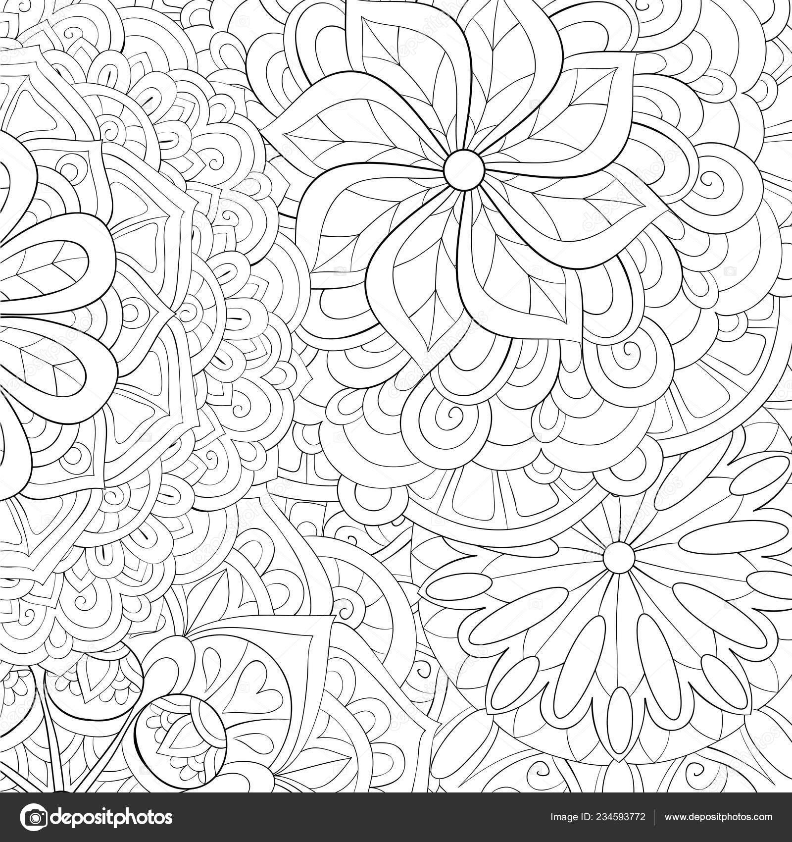 Abstract floral background image adults coloring book page relaxing activity stock vector by nonuzza