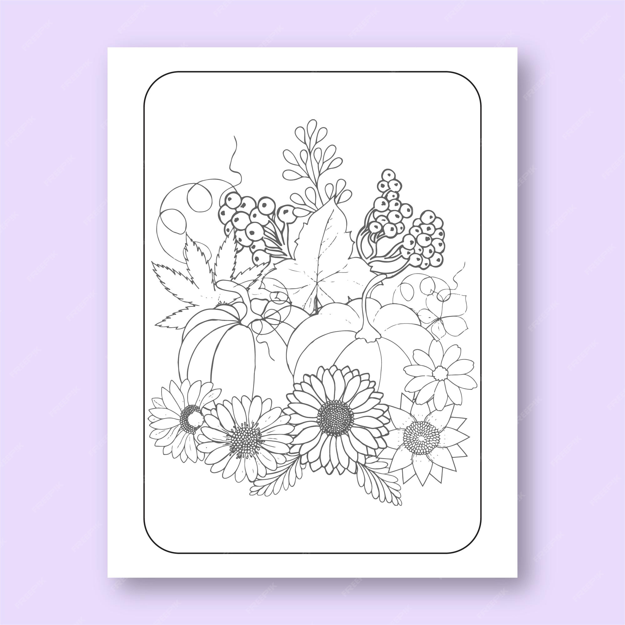 Premium vector floral coloring page for relax