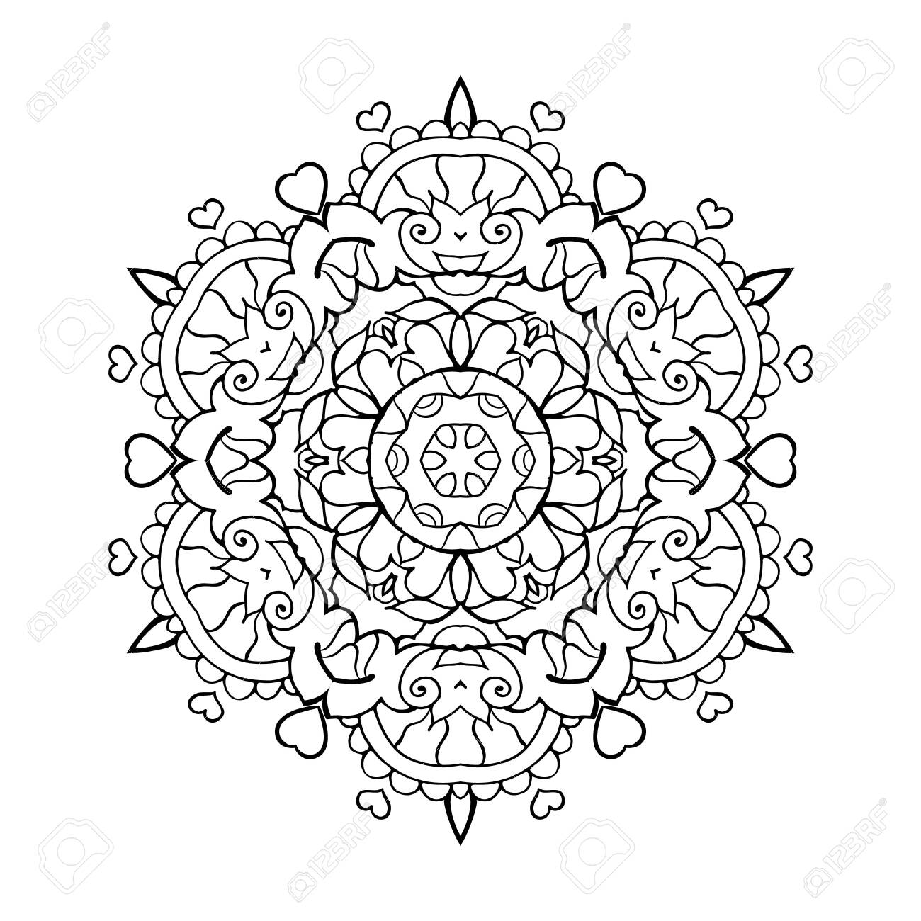 Mandala art for meditation color therapy adult coloring pages stress relief and relaxation valentine version with heart shape for valentines day gift royalty free svg cliparts vectors and stock illustration image
