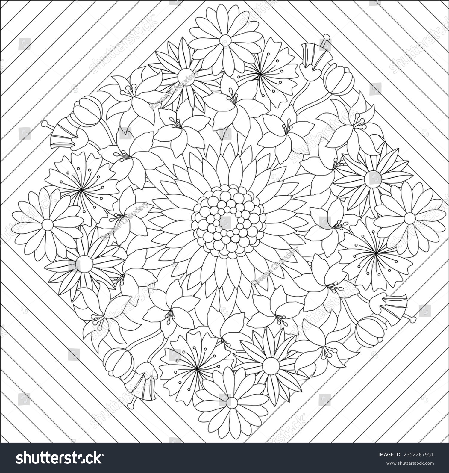 Abstract floral background adult coloring page stock vector royalty free