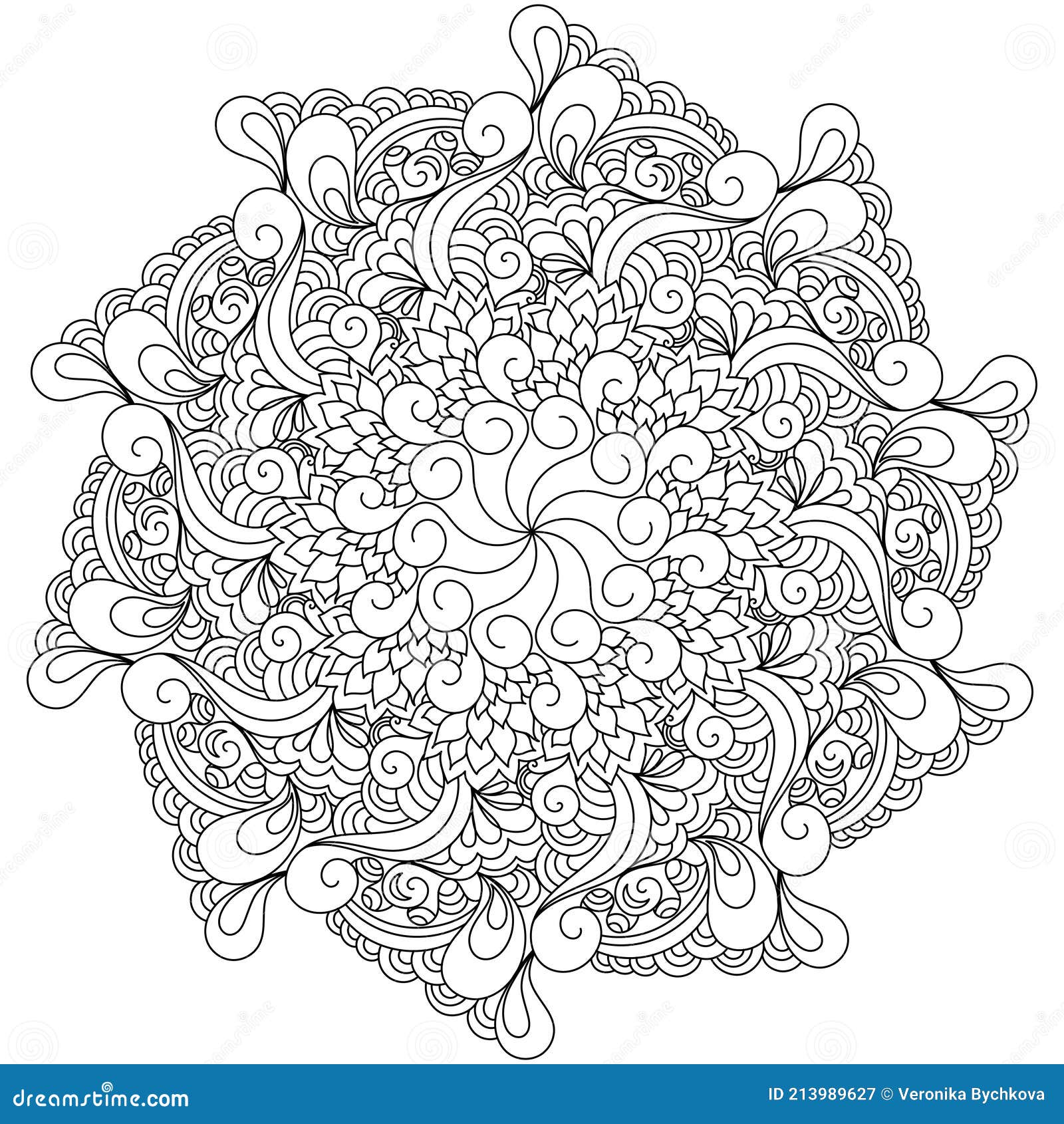 Zentangle inspired oriental mandala coloring page coloring book illustration for stress relief and relaxation stock vector