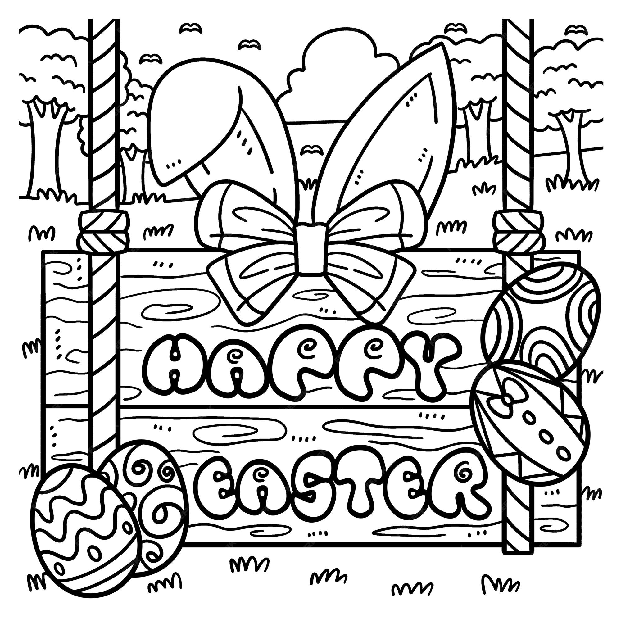 Joyeuses pãques ã colorier pour les enfants vecteur premium