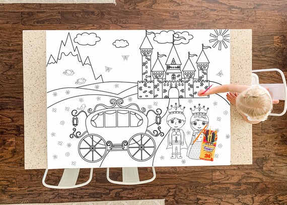 Giant princess birthday coloring poster l table cover castle tablecloth for parties princess party decorations x inches