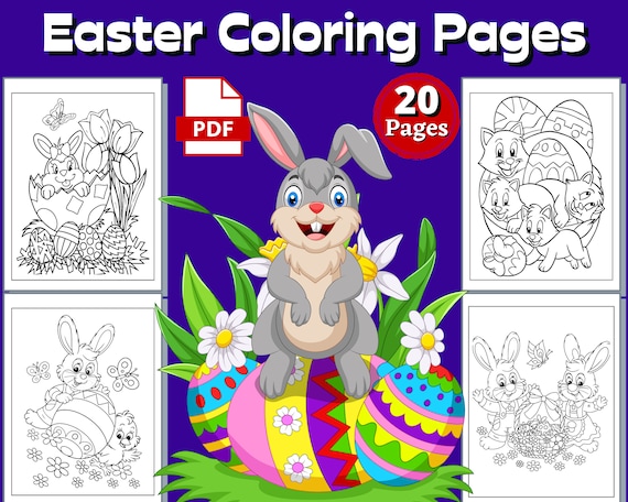 Coloriages de pãques pages tãlãchargement numãrique lapins de pãques oeufs de pãques coloriages imprimables coloriages pour enfants