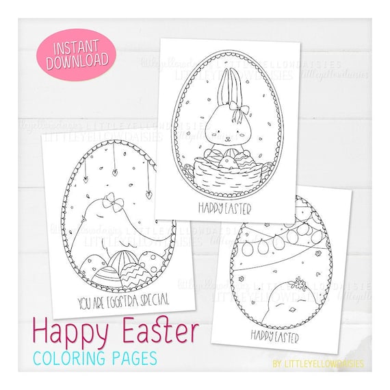 Pages de coloriage de pãques carte joyeuses pãques poulets
