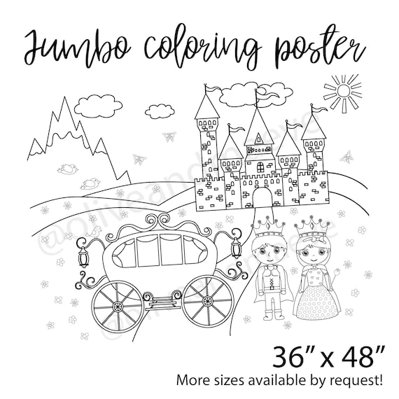 Giant princess birthday coloring poster l table cover castle tablecloth for parties princess party decorations x inches