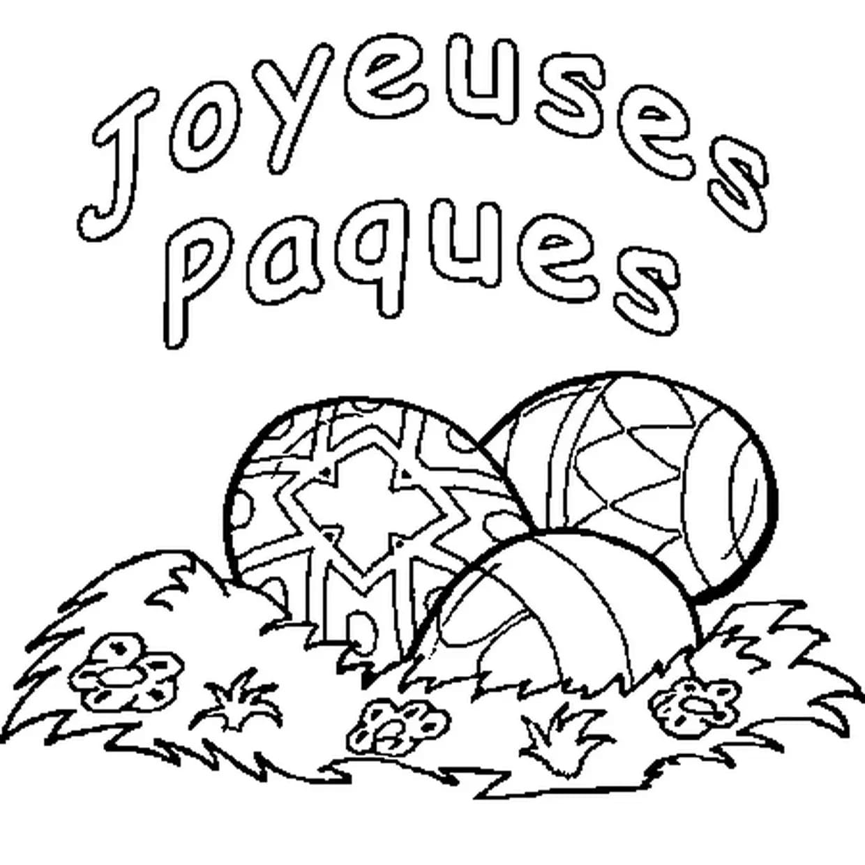 Coloriage joyeuses pãques avec des oeufs de pãques