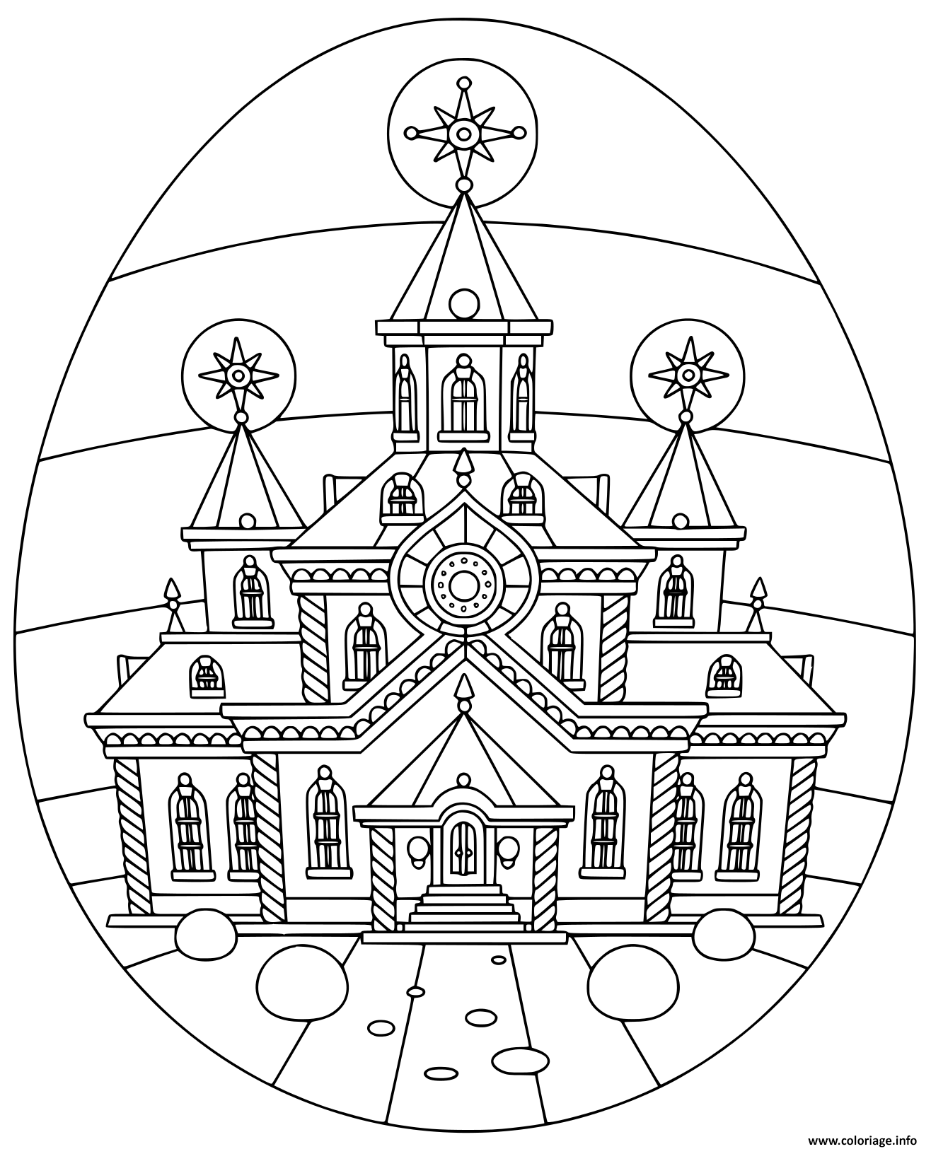 Oeuf de paques avec eglise religion dessin paques ã imprimer