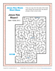 Jesus has risen word maze on sunday school zone