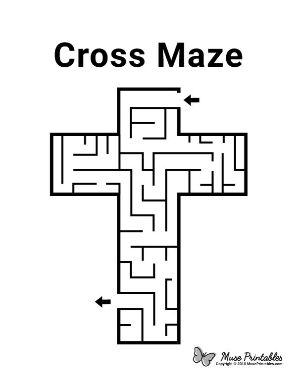 Free printable cross maze download it from httpsmuseprintablesdownloadmazeâ sunday school worksheets sunday school coloring pages sunday school mazes