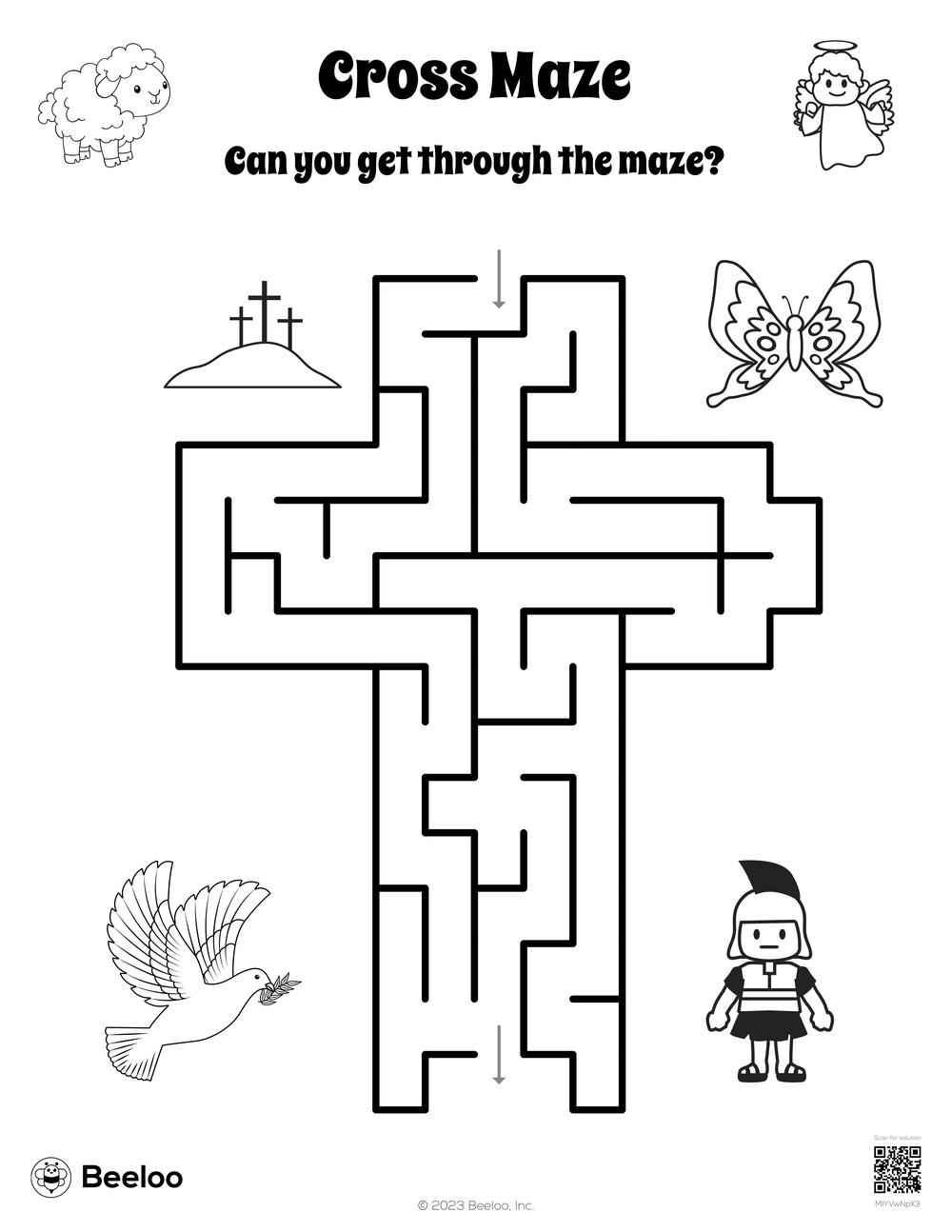 Cross maze â printable crafts and activities for kids