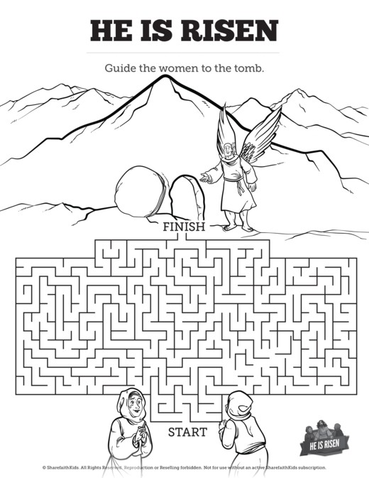 Matthew he is risen easter bible mazes clover media