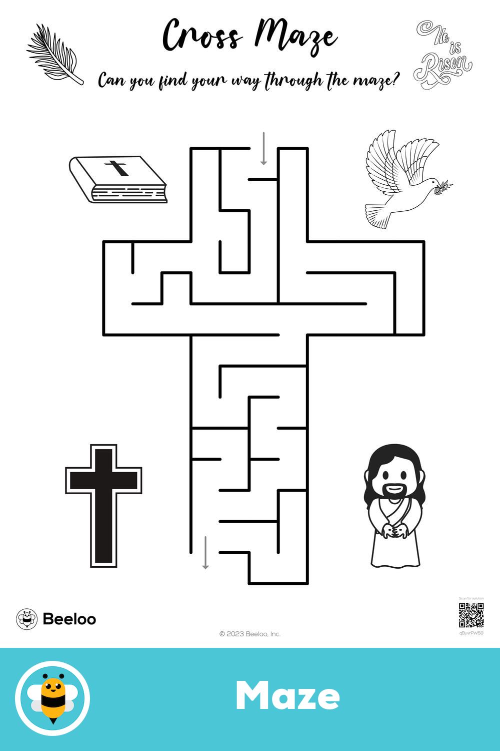 Cross maze mazes for kids kids faith printable crafts