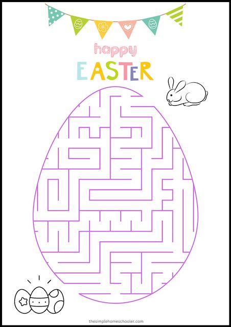 Easter maze worksheets easy print free