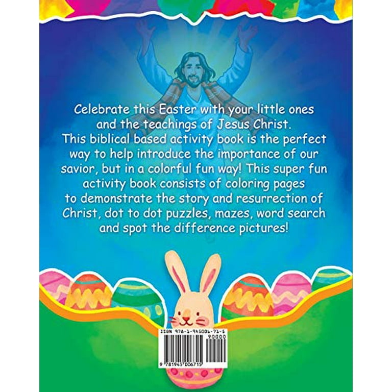 Easter activity book for kids the story of easter bible coloring book with dot to dot maze and word search puzzles