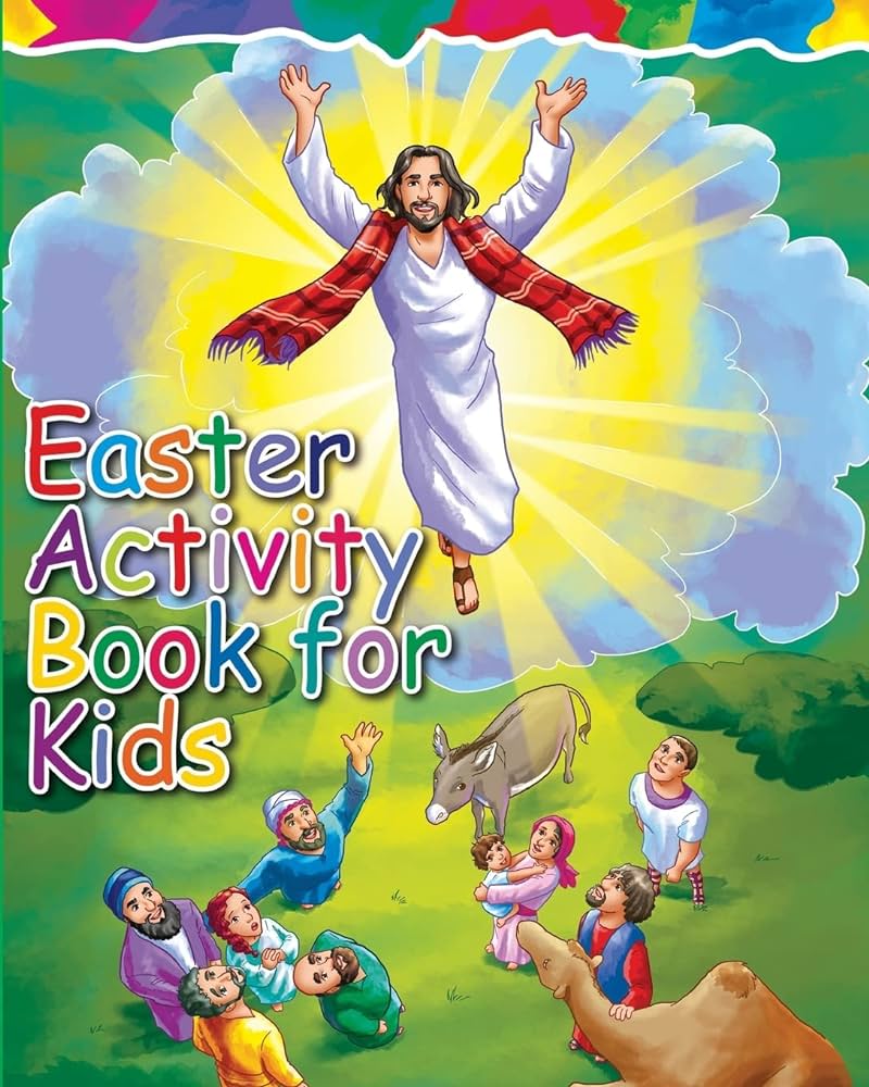 Easter activity book for kids the story of easter bible coloring book with dot to dot maze and word search puzzles