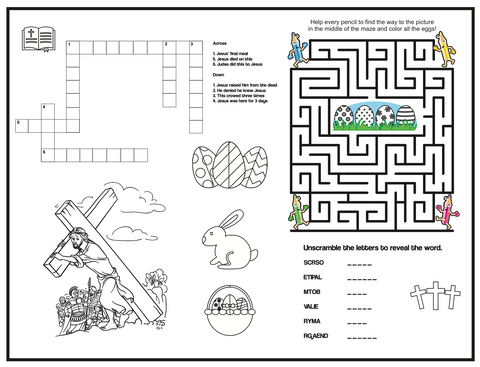 Easter activity sheet for kids church