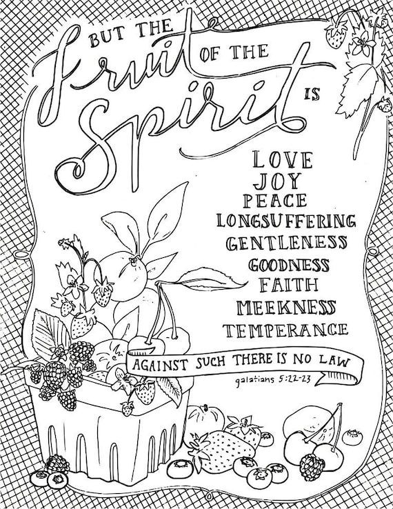 Scripture coloring page adult coloring fruit of spirit galatians bible verse bible journaling meditation christian religious