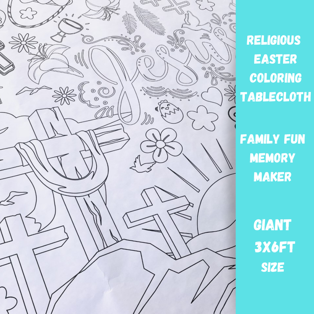 Religious easter coloring table cover â creative crayons workshop