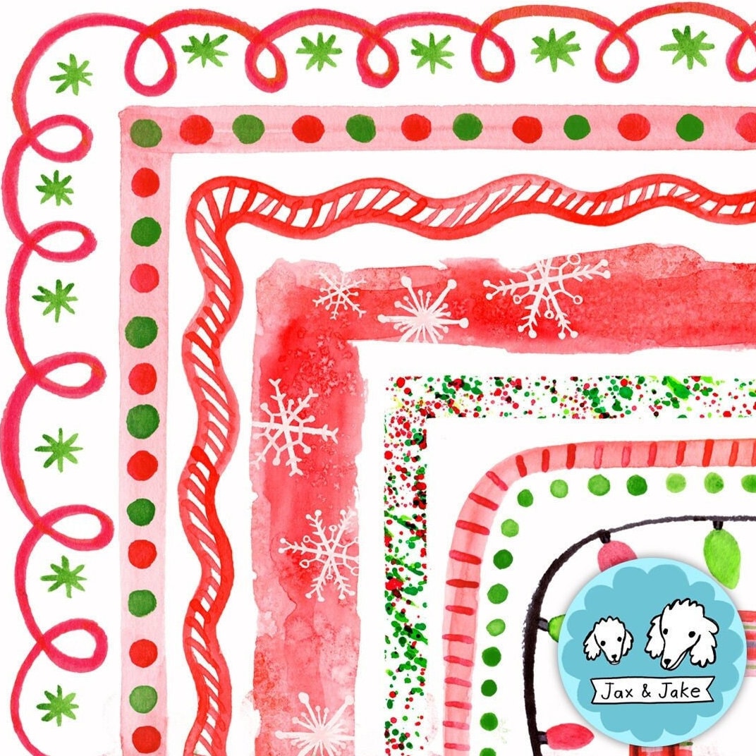 Watercolor christmas border clipart holiday clip art frames for christmas cards printable xmas card template string lights boarder png download now
