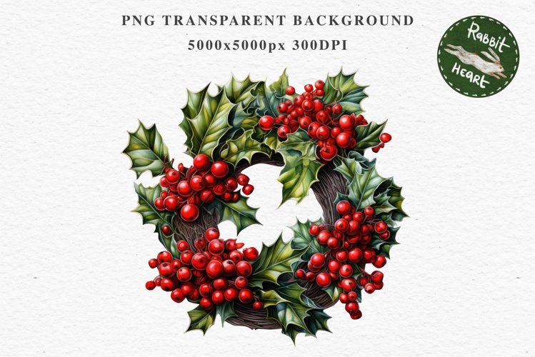 Holly christmas wreath greenery clipart christian winter png